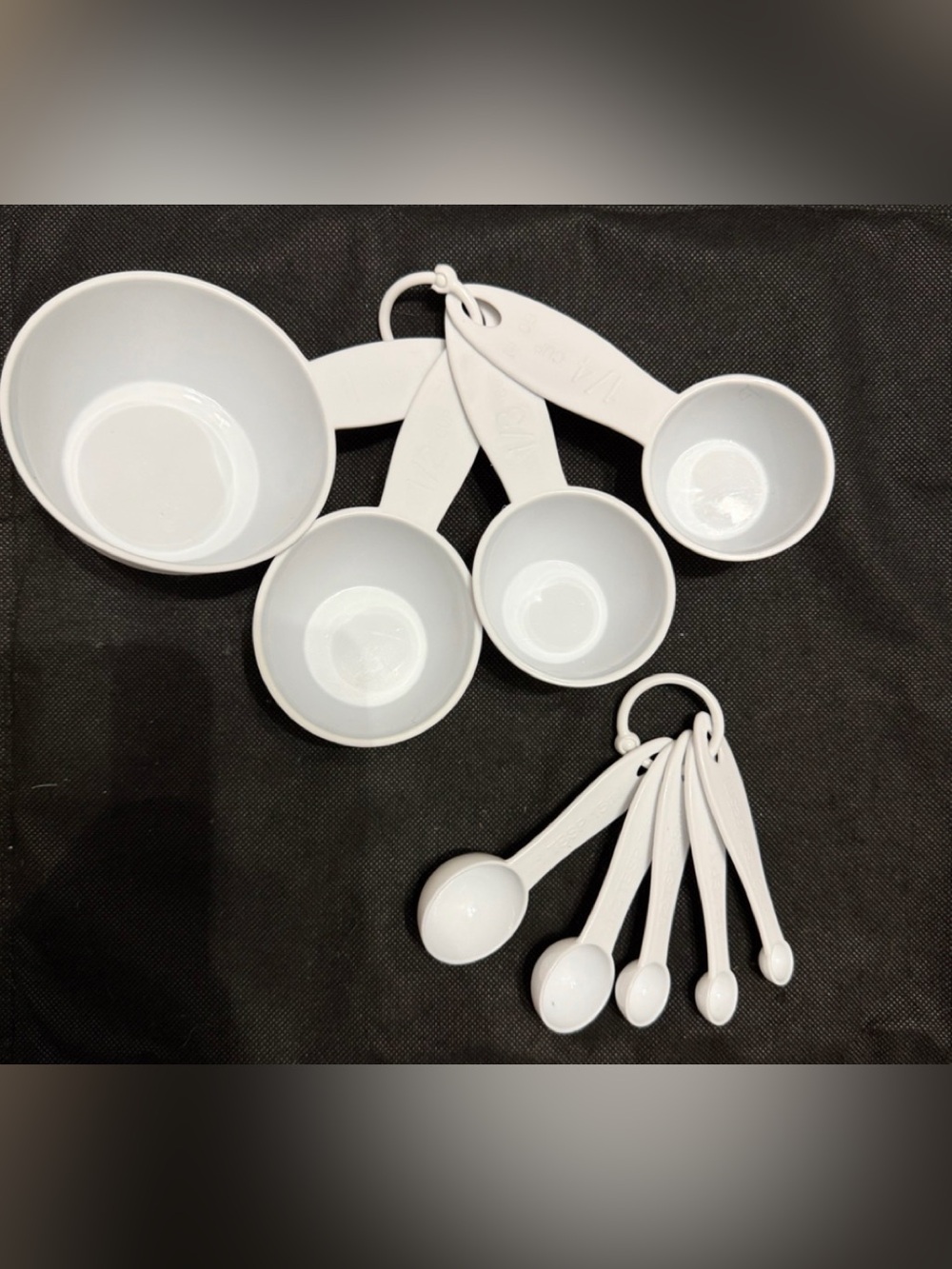 White Plastic Measuring Cups & Spoons Sets